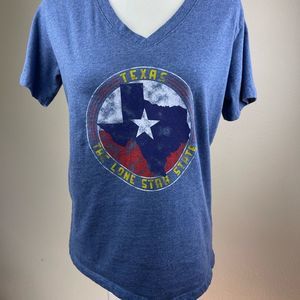 MAD Engine Women's V-neck Blue T-Shirt Size Medium